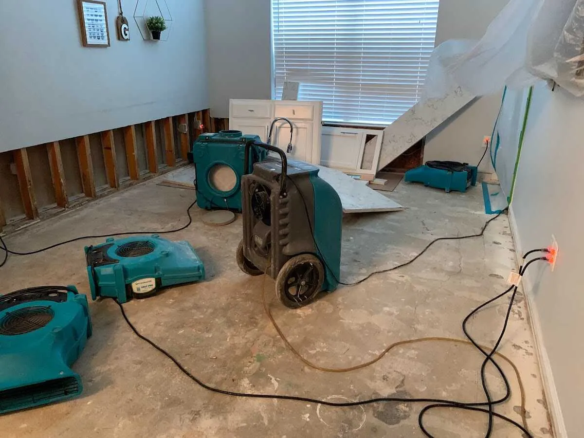 Dehumidifier in flood-cut room for Water Extraction & Removal in Tallmadge